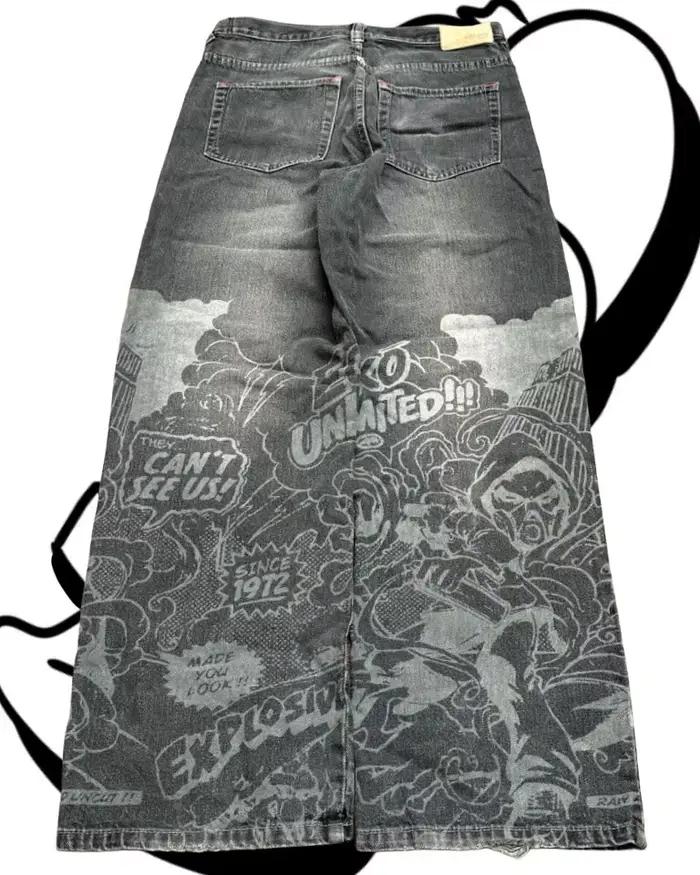 Jeans imprimés style américain Hip Hop Baggy à jambes croisées