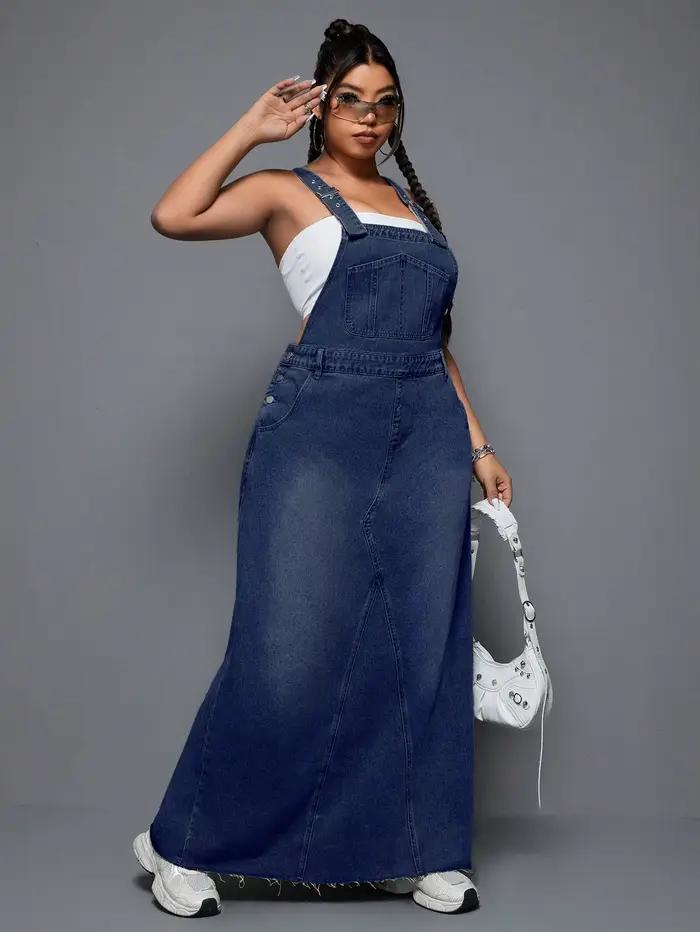 Robe longue en jean grande taille dos nu