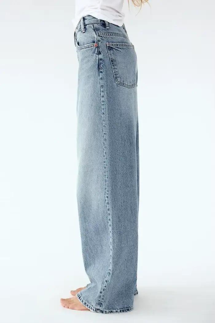 Jeans à jambes larges Sense Design 2025 style décontracté moderne coton denim élastique femme occasionnelles tout l'année