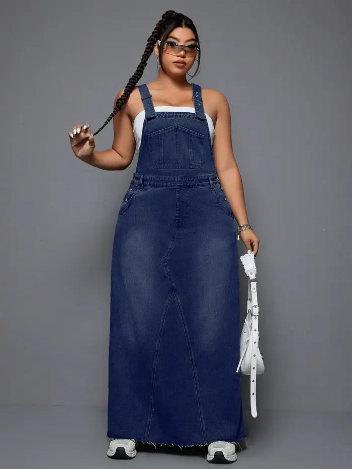 Robe longue en jean grande taille dos nu