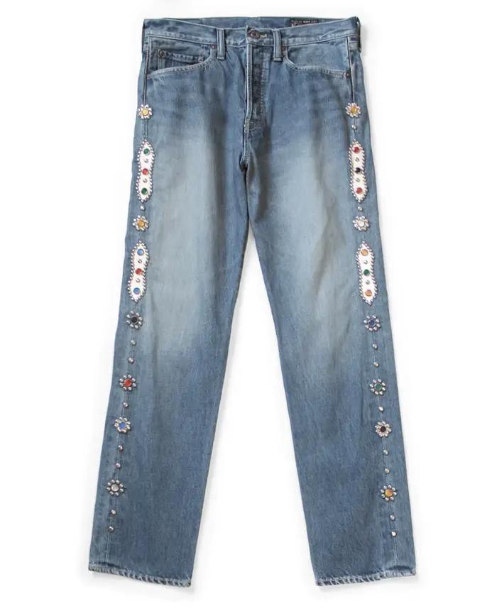 KAPITAL Hirata et Hiroshi 24SS ensemble de rivets classiques diamant Vintage jean décontracté Cowboy pierres précieuses artisanat hommes pantalons