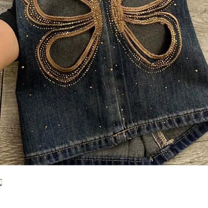 Jean papillon strass pour femmes