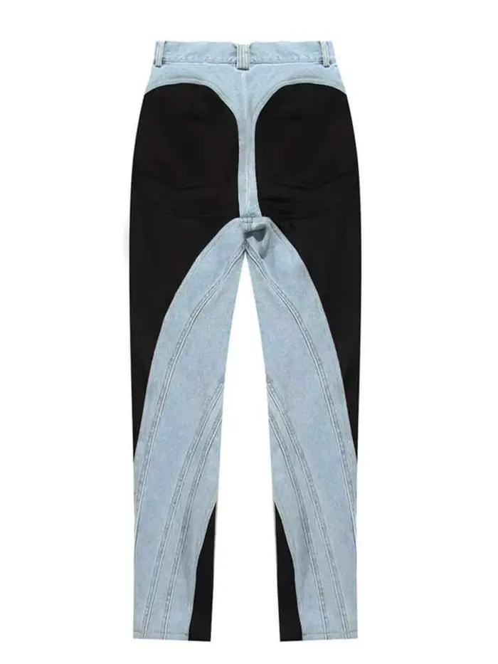 Jeans slim taille haute DEAT en denim patchwork pour femmes, occassions décontractées et stylées