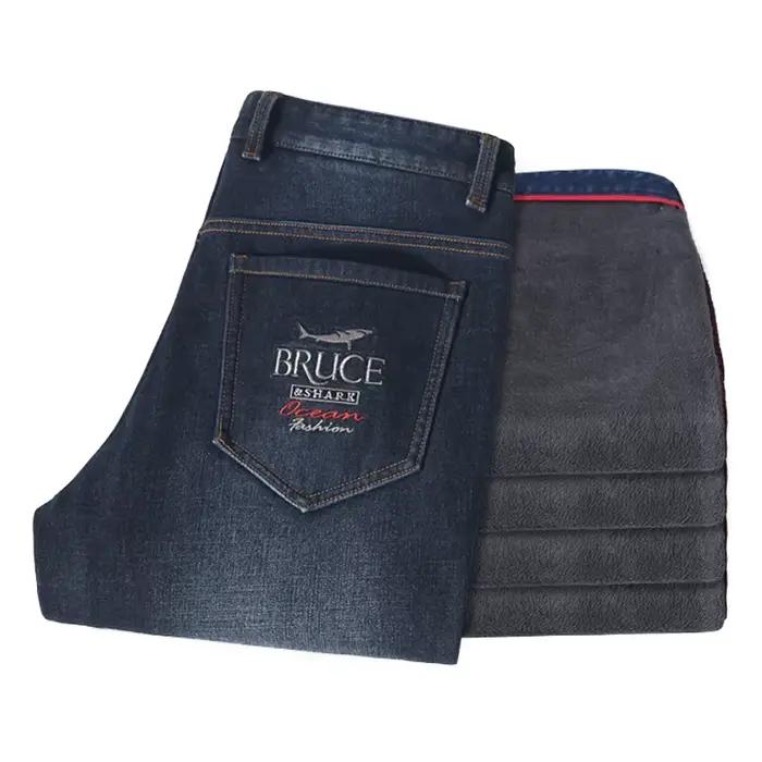 Nouveau polaire hiver hommes Jean Bruce & Shark jambe droite ample Stretch