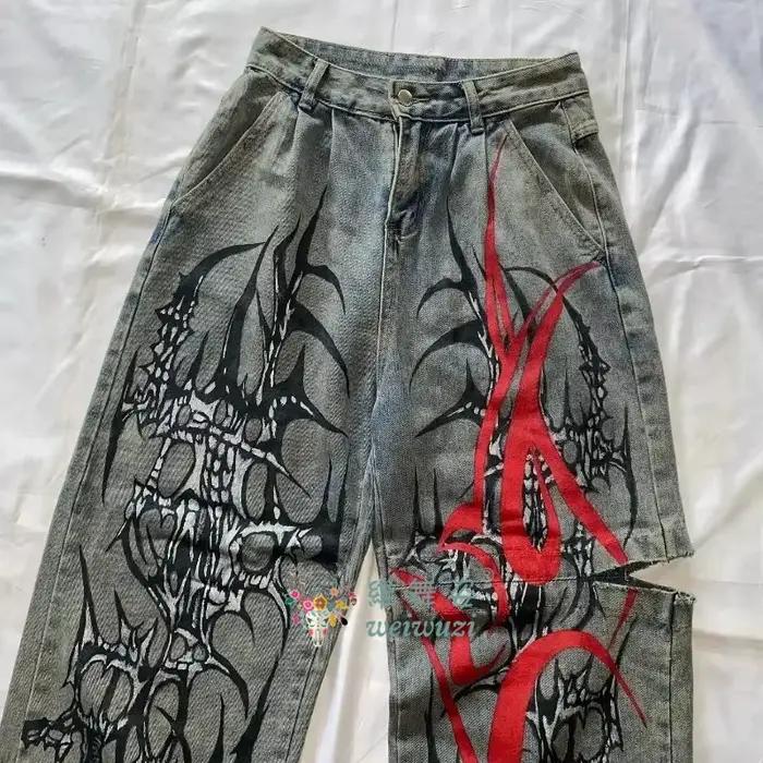 Jeans Y2K Hip Hop déchirés à jambe large