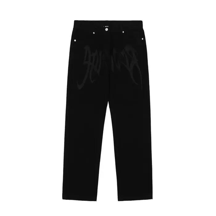 Jeans taille haute brodés pour hommes