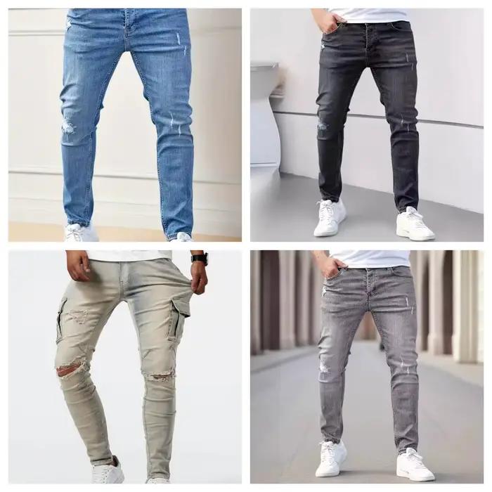 Nouveaux jeans pour hommes décontractés en coton déchirés ajustés pour homme style décontracté jeans ajustés déchirés pour homme