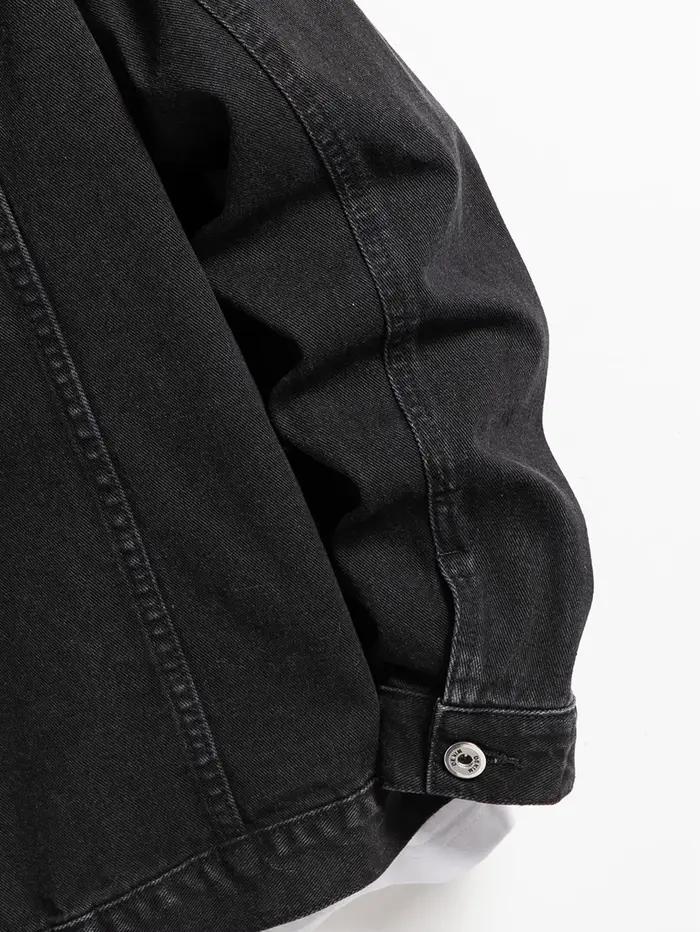 Veste en jean noire pour hommes, style décontracté, élégant et résistant, idéal pour le printemps et l'automne, polyvalent pour divers usages et occasions
