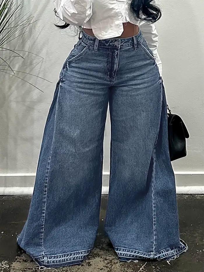 Jeans vintage à jambes larges pour femmes