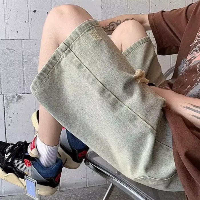 DistMurcia-Short en Denim Déchiré pour Homme