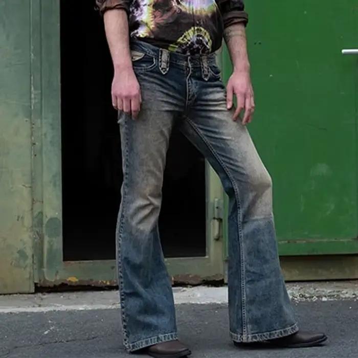 Jeans évasés monochromes pour hommes
