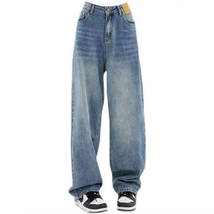 Jean droit noir rétro américain pour femme