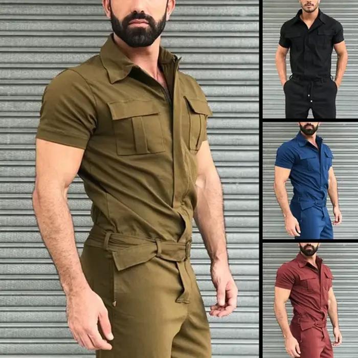 Combinaisons zippées à manches courtes pour hommes