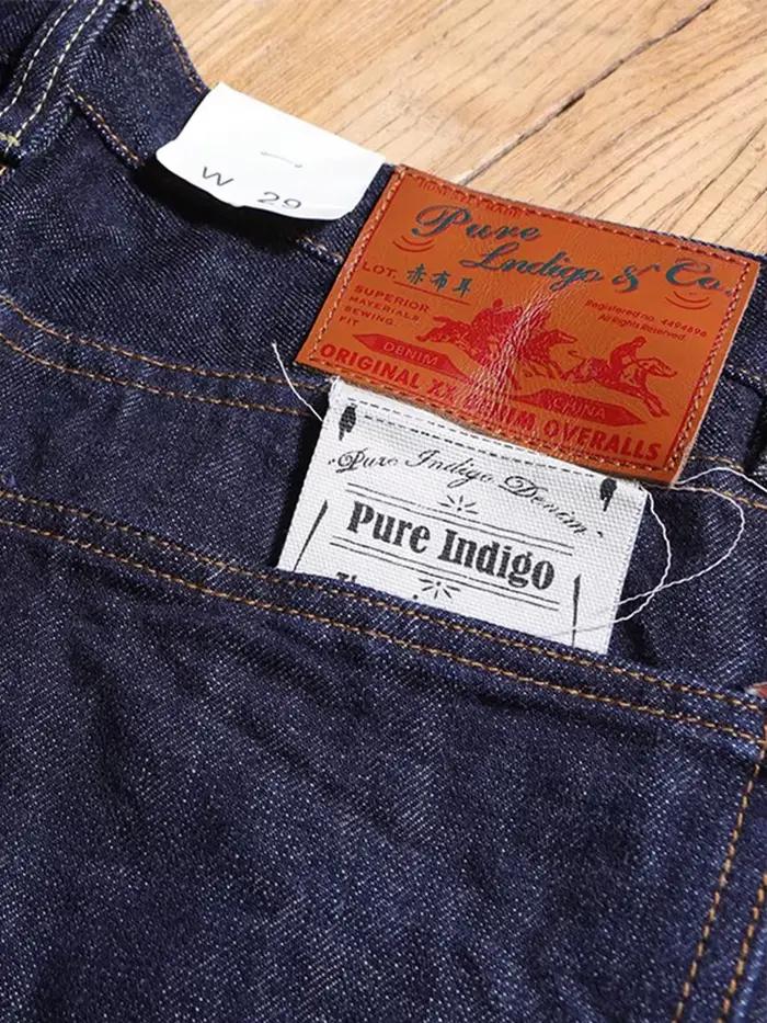 Jeans denim délavé à lisière indigo brut pour hommes, coupe droite ample et lourde, style rétro américain, printemps et automne, occassions quotidiennes, jeunes hommes