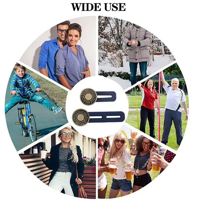 Extension de boutons pour jeans, 4/6 pièces, bouton d'extension universel pour pantalons pour femmes et hommes, taille élastique réglable, ensemble de boucles d'extension en Silicone