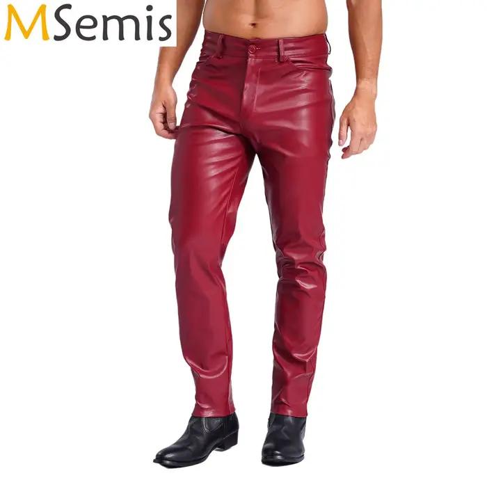 Pantalon en similicuir pour homme avec poches