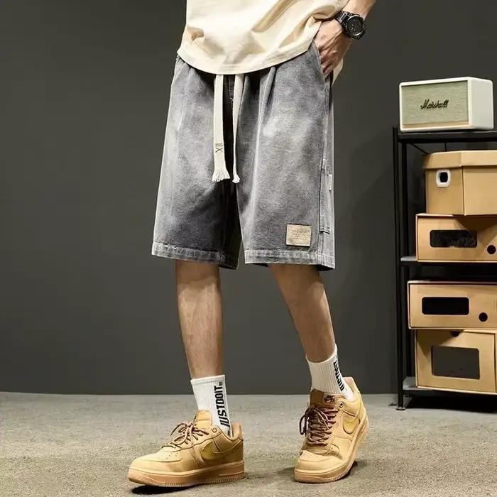 Nouveaux Jorts Baggy Droits Effet Vieilli 2026 pour Homme – Short en Jean Bermuda Vintage Y2K Streetwear Hip Hop Tendance