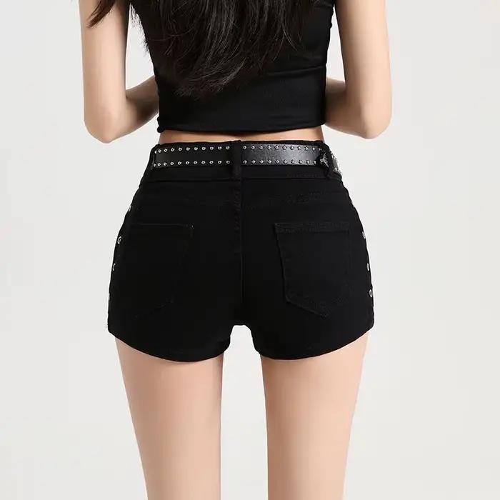 Shorts en jean Y2K noirs sexy taille basse pour femme