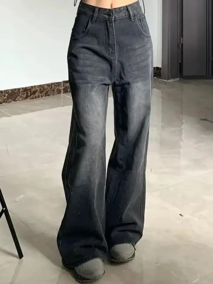 Jeans Taille Haute Amincissants Femme Coupe Ample Patte D'Éléphant Pour Silhouettes De Poire Occasions Spéciales