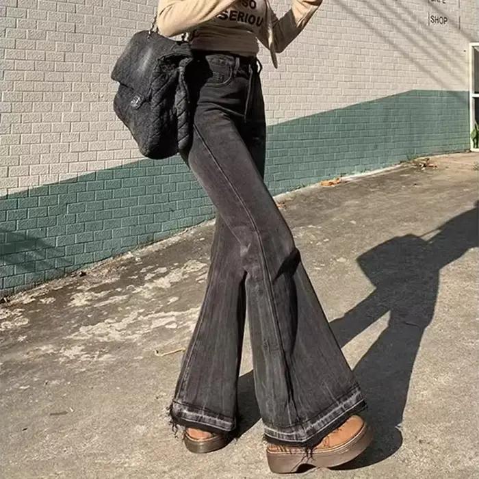 Jeans évasés taille haute vintage pour femmes et filles