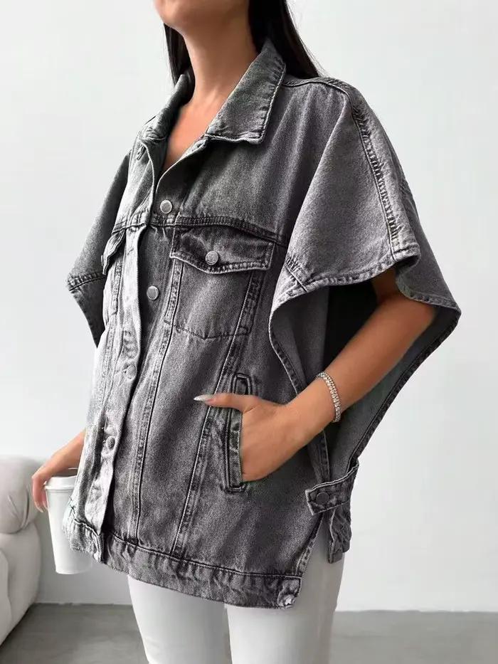 Veste en jean gris pour femme