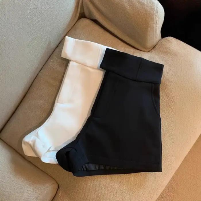 Pantalon large blanc taille haute pour femme, style décontracté, coupe droite, automne-hiver, style urbain, en polyester