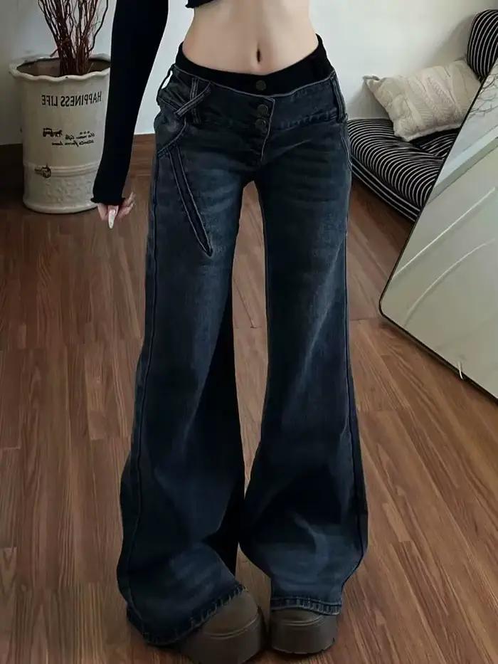 HOUZHOU Jeans Bootcut Vintage Sexy