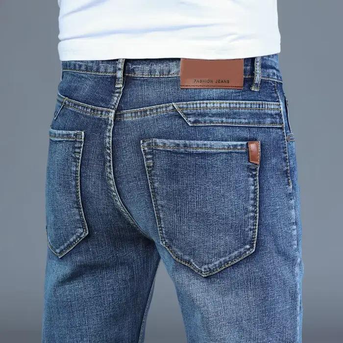Printemps automne 2025 hommes Jeans intelligents mode d'affaires droit régulier bleu Stretch Denim pantalon classique