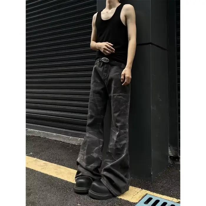 Jeans décontractés style streetwear américain coupe droite ample pour homme printemps automne usage urbain casual