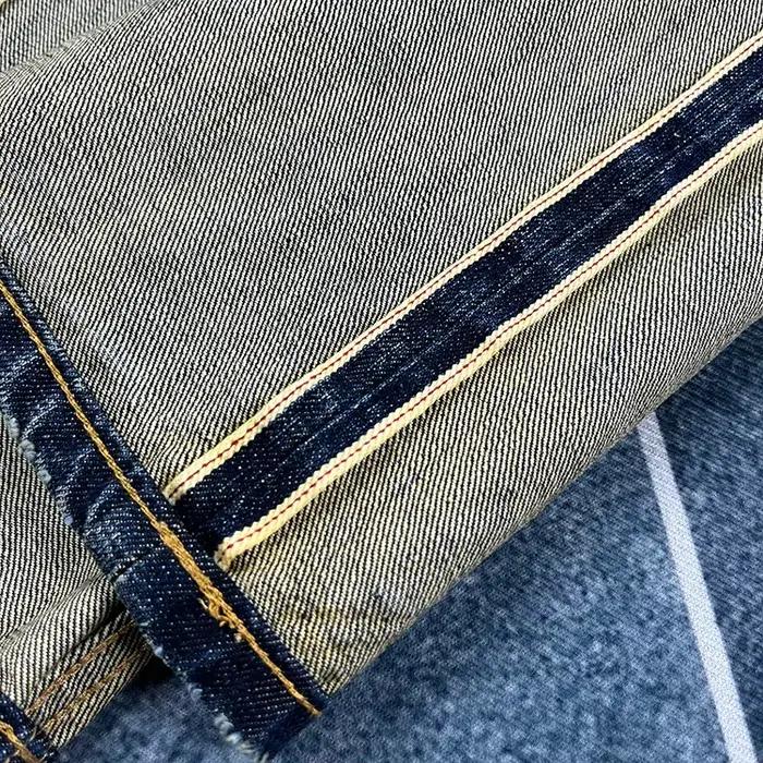 Jean en denim lisière rouge lourd pour hommes
