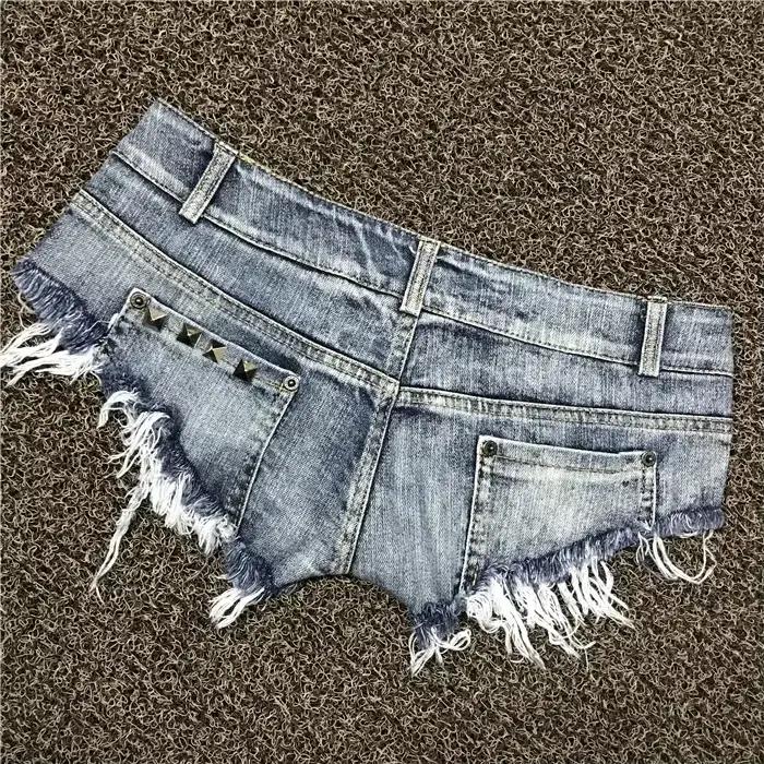 Short en Denim vieilli taille basse