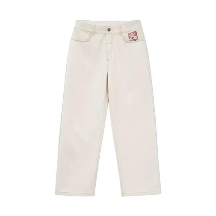 Jean vintage blanc épais délavé pour homme Maden