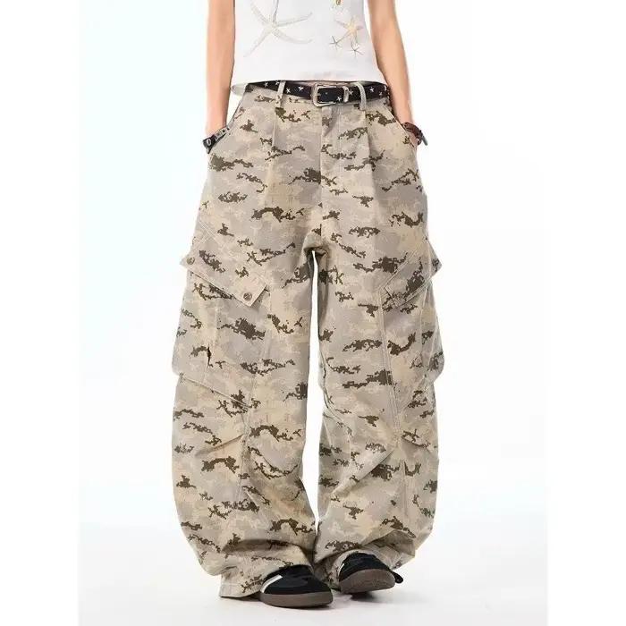 Jean baggy camouflage pour homme style américain Y2K pantalon en denim à jambes larges idéal pour le bureau et le streetwear hip-hop occasions décontractées