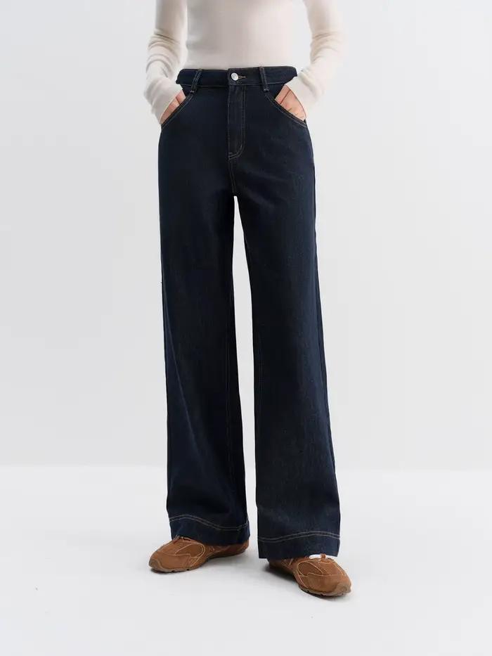 FSLE jean droit taille haute pour femmes hiver solide Simple tout-match 2025 nouveau pantalon polyvalent Long et court Style coréen