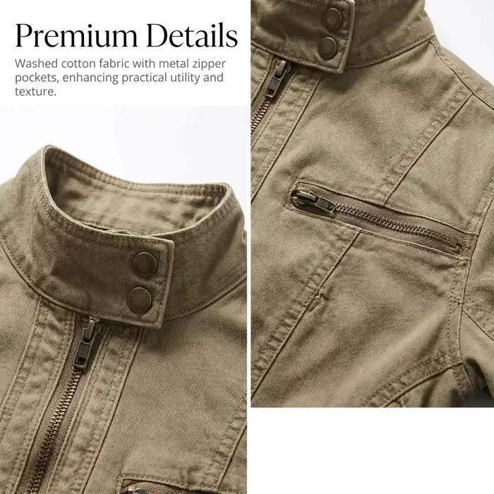 Veste en jean zippée vert armée pour femme