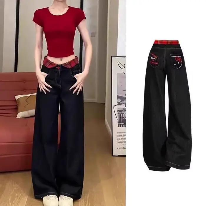 Jean Long brodé pour filles