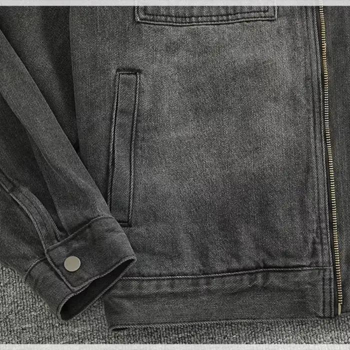 Veste de motard en denim délavée lourde homme veste cargo rétro décontractée pour automne hiver ocassions spéciales
