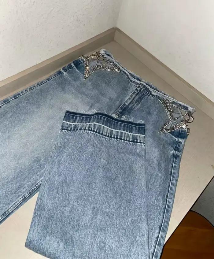 Jeans taille haute rétro américain pour filles