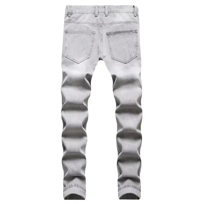 Jean homme grande taille droit gris clair Denim pantalon printemps et automne pleine longueur
