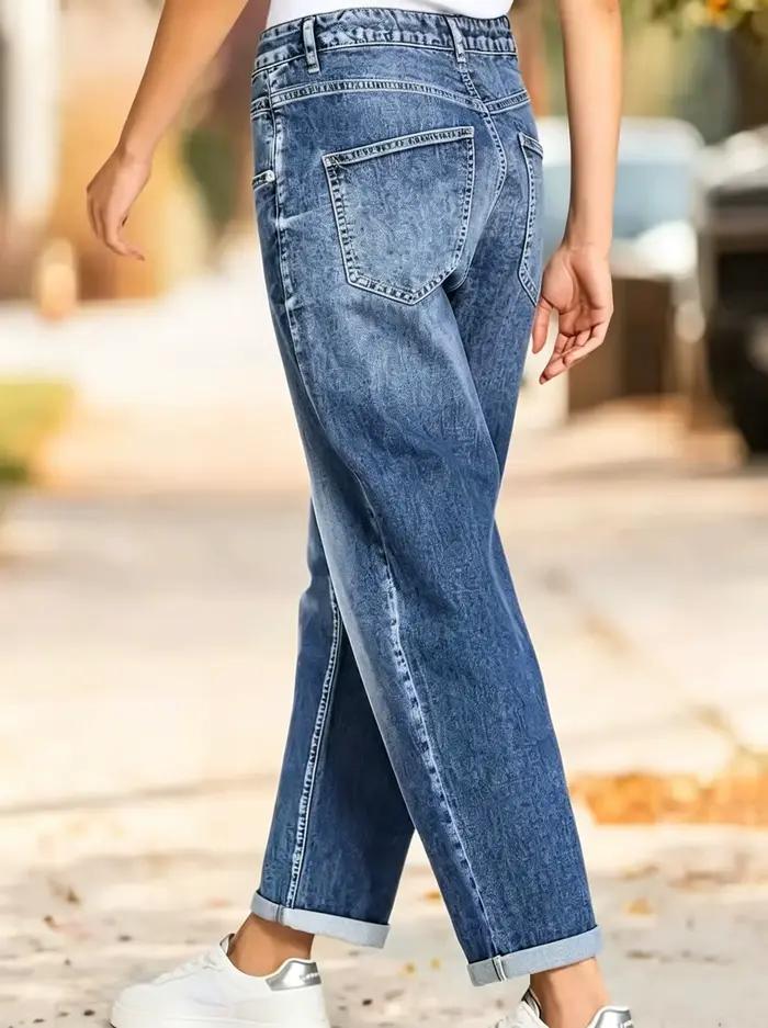 Jean bleu taille haute pour femme
