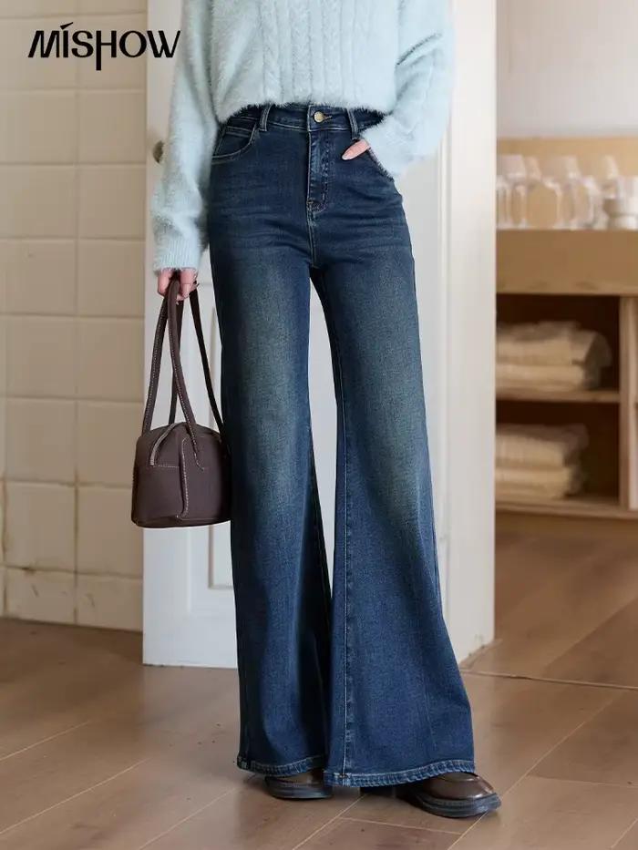 MISHOW femmes jean 2025 automne hiver Denim bleu évasé taille haute