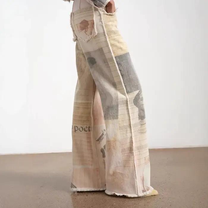 Jean ample blanc cassé pour femme
