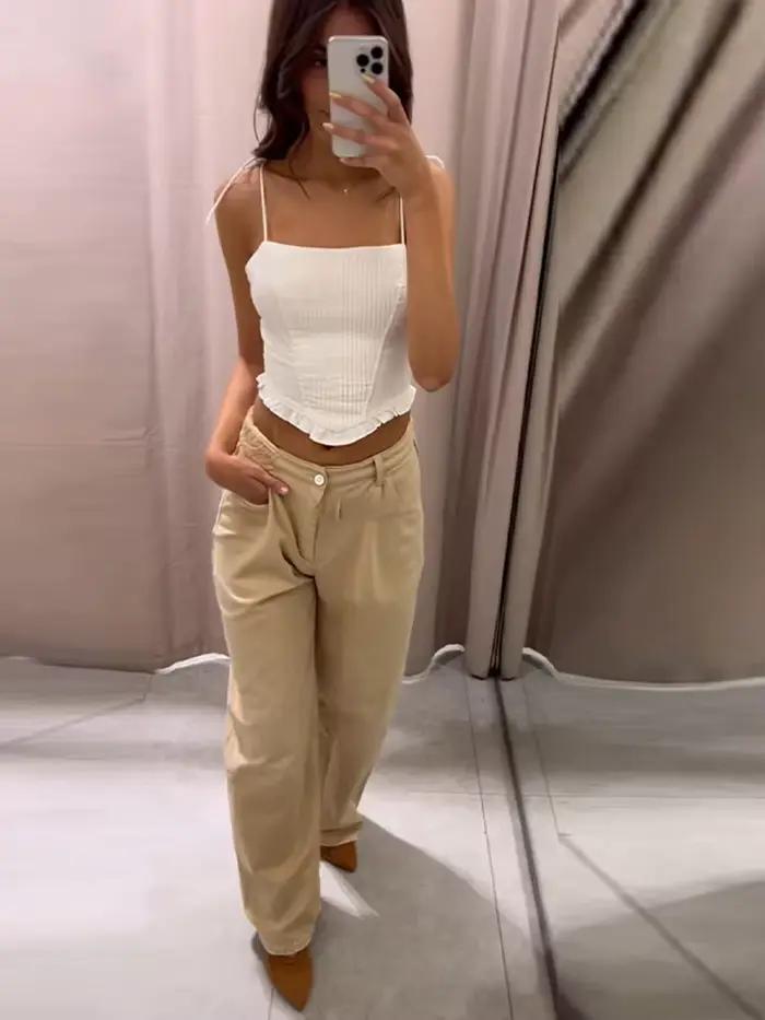 Jean pour femme taille mi-haute avec taille repliable