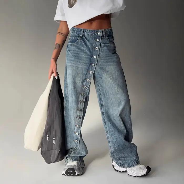 Jean large bleu Y2K pour femme