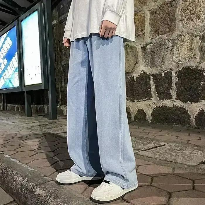 Jean ample homme style streetwear coréen ample droit pour hommes occasions quotidiennes四季通用宽松直筒男士牛仔裤日常穿搭