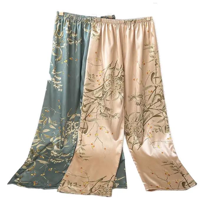Pantalon femme taille élastique Vintage imprimé plante florale élégant confortable 2025 nouveauté