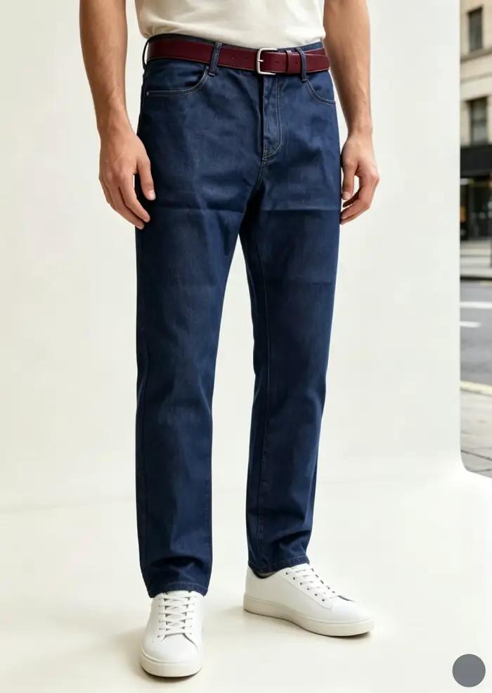 Jean décontracté extensible pour homme en polyester, style classique et moderne, parfait pour le bureau et les sorties décontractées
