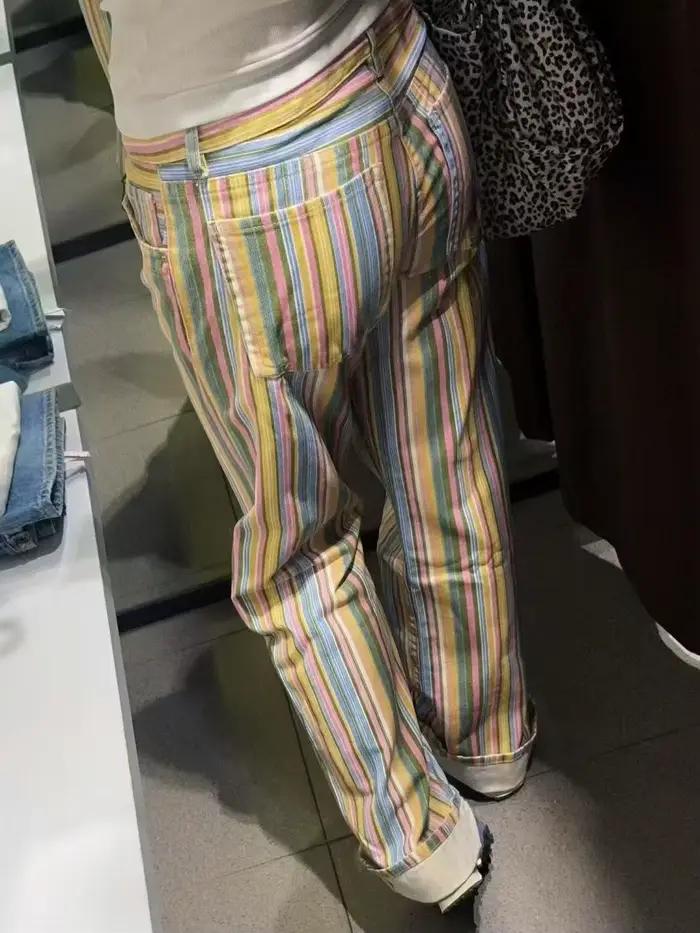 Jean pour femme, pantalon en denim à rayures contrastées