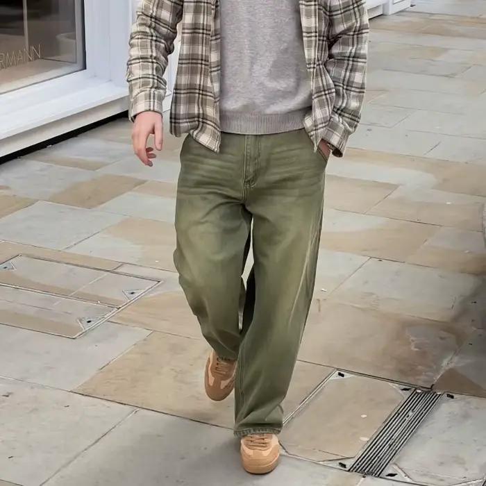 Jeans rétro Matcha brodés style billard homme coupe ample jeans BiggOrange pour hommes jeans amples four seasons streetwear casual formal occasions