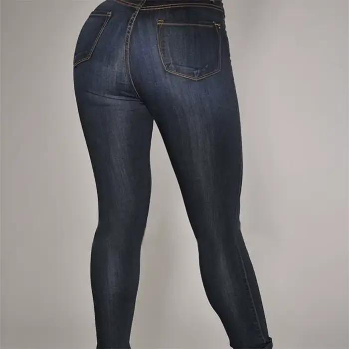Jean skinny taille haute élastique pour femme
